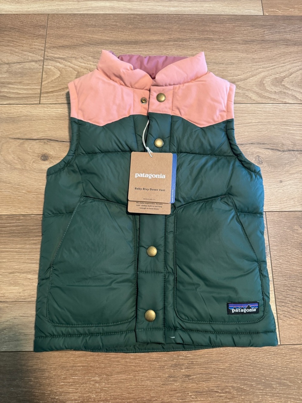 Patagonia Kids Green and Pink Puffer Vest